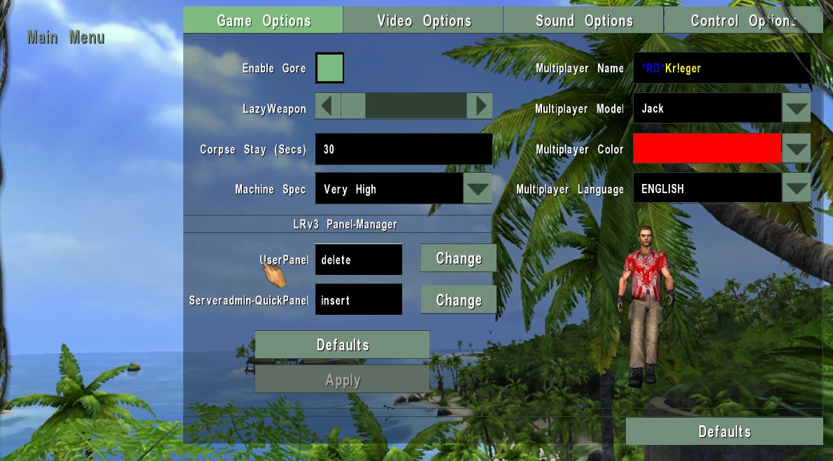 Multiplayer Options dialog