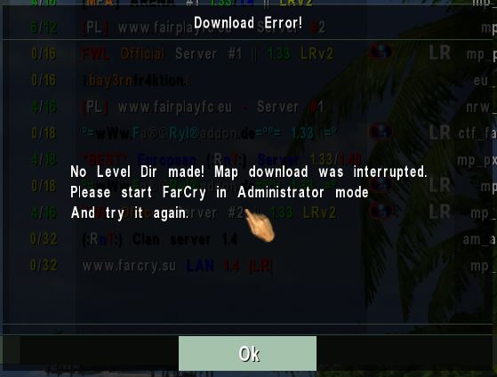 Download error, no level directory made
