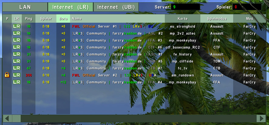 LR Multiplayer Server List (close-up)